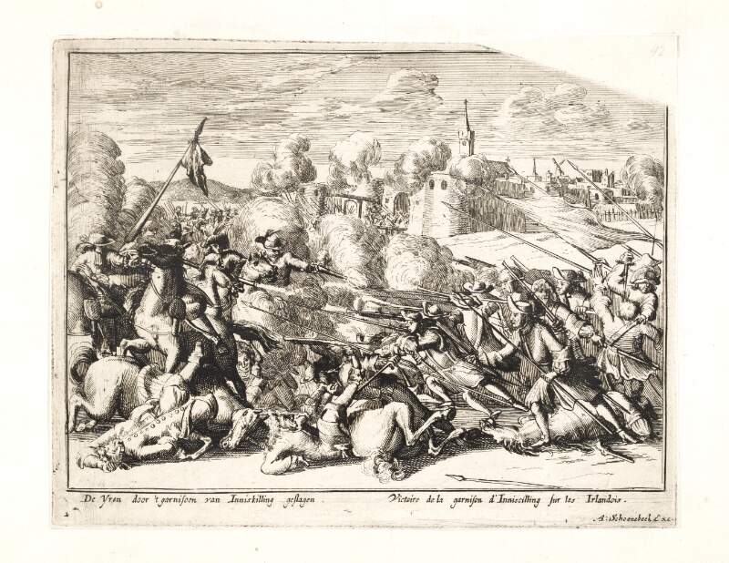 De Yren door 't garnison van Inniskilling geslagen Victoire de la garnison d'Inniskilling sur les Irlandois.