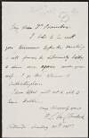 Letter from Sir Francis Leopold M'Clintock to a Dr. Brucker accepting an invitation to dinner,