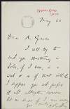 Letter from Alfred Denis Godley, Magdalen College, Oxford, to "Mr. Graves", regarding sending him something in Latin,