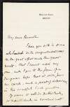 Letter from W. E. Gladstone, Hawarden Castle, Chester, to Sir Charles Russell, congratulating him on his success at the Parnell Commission hearings,