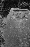 Old headstone in church ruin at Stradbally.