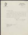 Letter from Seán McEntee, Minister for Finance, to Thomas Johnson regarding his cheque for remuneration,