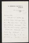 Letter from George Yeats, 82 Merrion Square, S., Dublin, to W. B. Yeats,